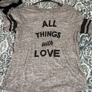 “All things with love” gray top